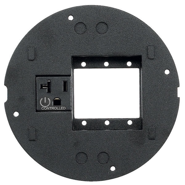 SystemOne, Sub-Plate, Recessed Opening for (3) FSR IPS or Extron Single MAAP Series Adapter Plates, Controlled Single 20A, 125V Receptacle, Black